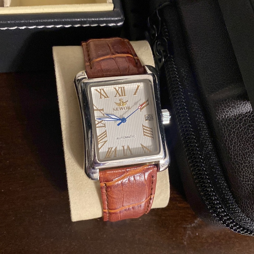 Dress watch, with alligator watch strap